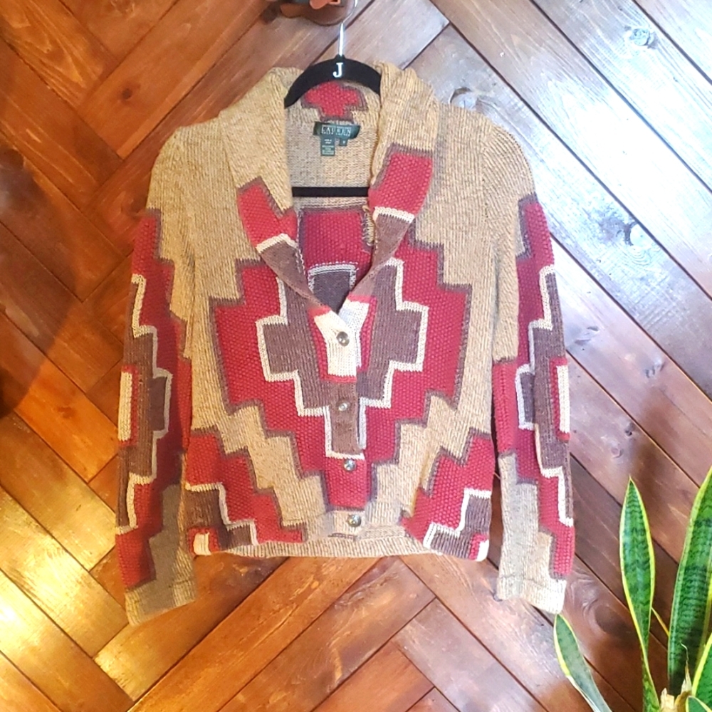 Vintage Ralph Lauren exclusive hand knit western sweater size M SUPER RARE!